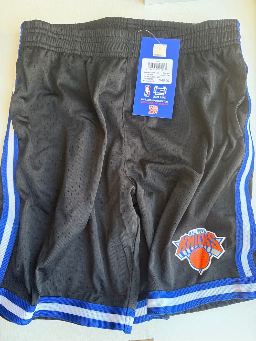 Black Mesh New York Knick Boys Teens NBA Basketball Shorts NWT 14-16